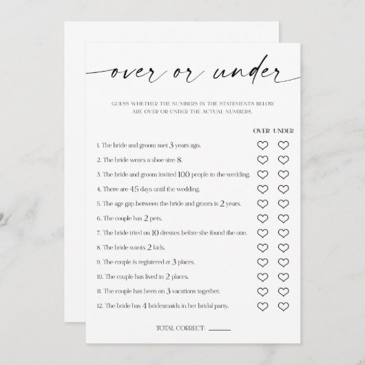 Oben oder unter Brautparty Programm (Vorne/Hinten)