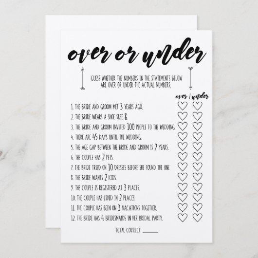 Oben oder unter Brautparty Programm (Vorne/Hinten)