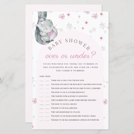 Oben oder unter einem Elephant Pink Baby Duschspie (Vorne/Hinten)