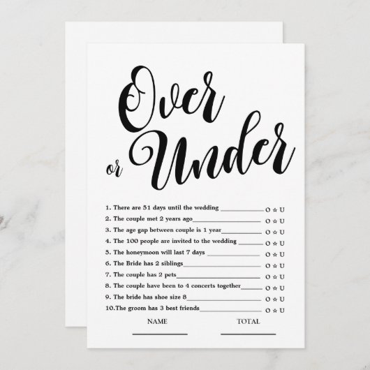 Oben oder unter einfachem Brautparty Einladung (Vorne/Hinten)