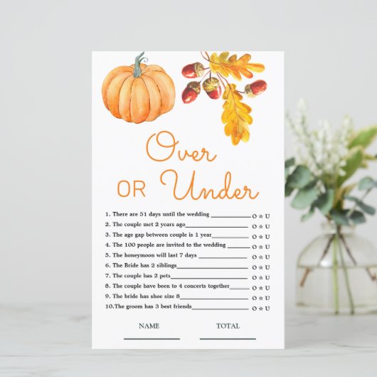 Oben oder unter Fall Pumpkin Bridal Spiel (Stehend Vorderseite)