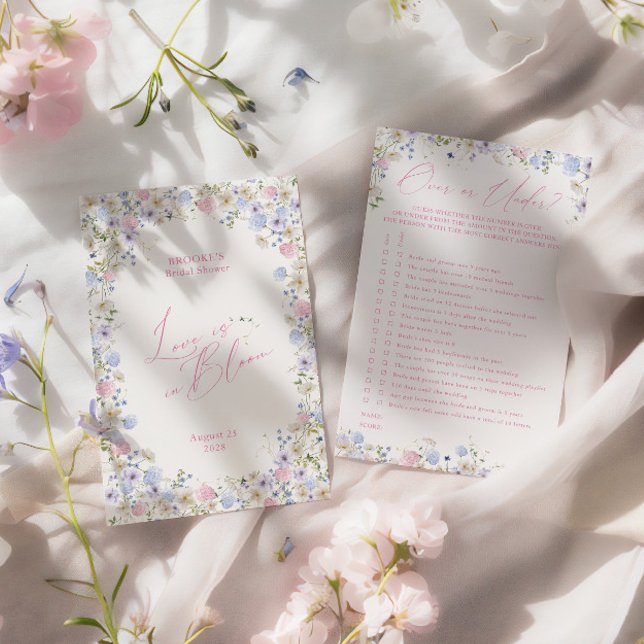 Oben oder unter? Rosa Brautparty (Over or under? Pink Floral Bridal Shower Game)