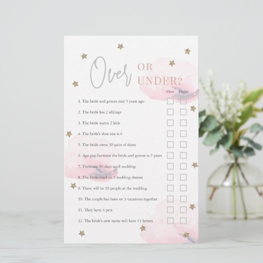 Oben oder unter rosa Wolken Brautparty Game (Stehend Vorderseite)