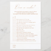 Oben oder unter? Weißes Brautparty-Spiel (Vorderseite)