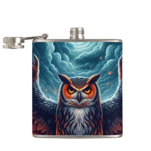 Oben und unten - Wise Owl Art Flachmann