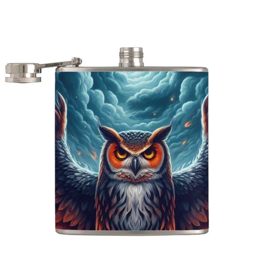 Oben und unten - Wise Owl Art Flachmann (Geöffnet)