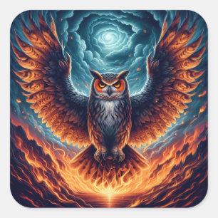 Oben und unten - Wise Owl Art Quadratischer Aufkleber