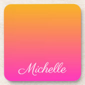 Ober-gelb und rosa Gradienten Getränkeuntersetzer (Vorderseite)