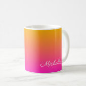 Ober-gelb und rosa Gradienten Kaffeetasse (VorderseiteRechts)