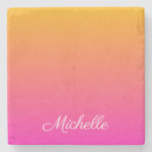 Ober-gelb und rosa Gradienten Steinuntersetzer (Vorderseite)