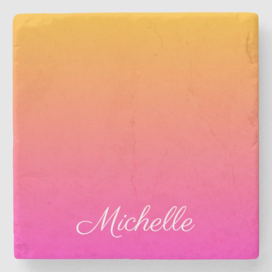 Ober-gelb und rosa Gradienten Steinuntersetzer (Vorderseite)