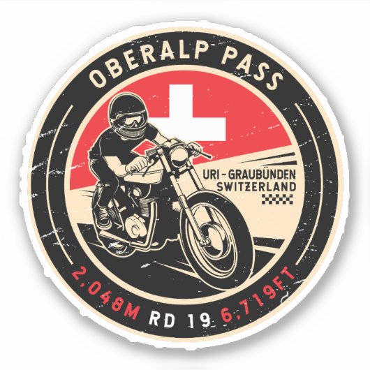 Oberalp Pass | Schweiz | Motorrad Aufkleber (Vorderseite)
