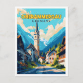 Oberammergau Deutschland Vintage Reise Illustratio Postkarte (Vorderseite)