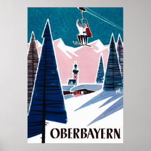 Oberbayern Deutschland Vintage Travel Poster