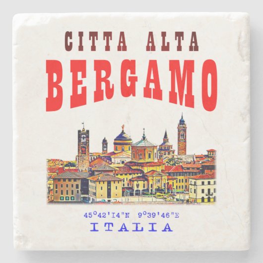 Obere Altstadt (Citta Alta) in Bergamo. Italien. Steinuntersetzer (Vorderseite)