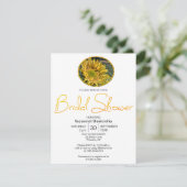 Obere Grenze Sonnenblume Oval Foto Brautparty Einladung (Stehend Vorderseite)