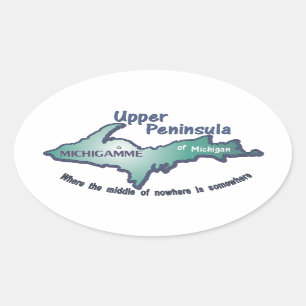 Obere Halbinsel Michigamme Mitte von nirgendwo Ovaler Aufkleber