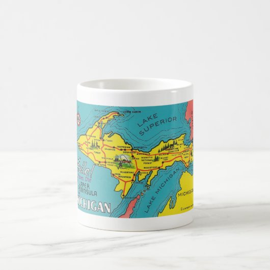 Obere Halbinsel Michigan Reisen Vintag Kaffeetasse (Mittel)