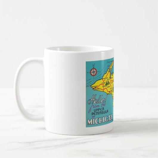 Obere Halbinsel Michigan Reisen Vintag Kaffeetasse (Links)