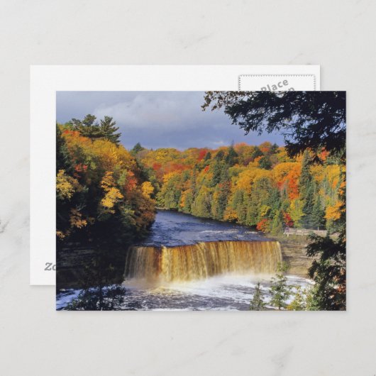 Obere Tahquamenon Falls in UP Michigan im Herbst Postkarte (Vorne/Hinten)