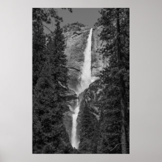 Obere untere Yosemite-Wasserfälle Schwarz/Weiß Poster