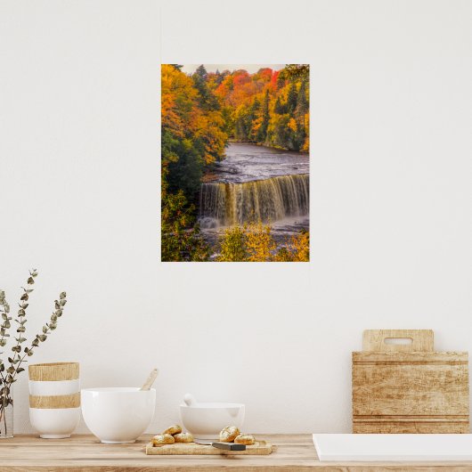 Obere Wasserfälle mit Herbstfarben Poster (Küche)