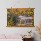 Obere Wasserfälle mit Herbstfarben Wandteppich Mit Holzrahmen (Schlafzimmer)