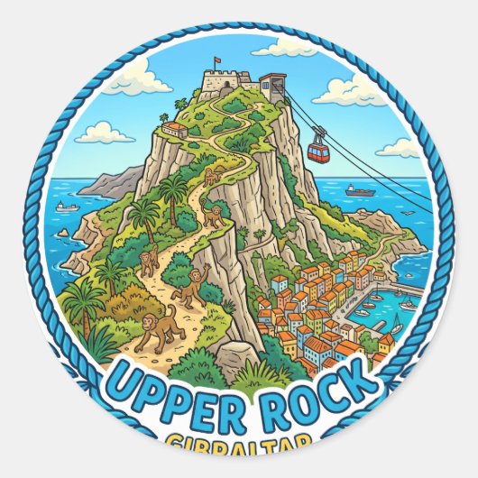 Oberer Felsen Gibraltar Runder Aufkleber (Vorderseite)