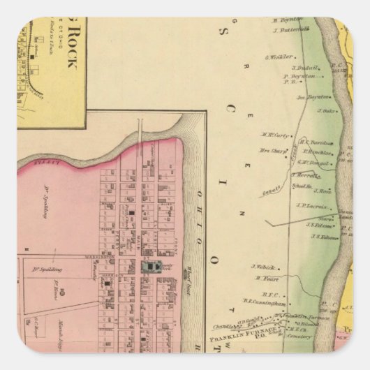 Oberer Ohio Fluss und Tal 3 Quadratischer Aufkleber (Vorderseite)