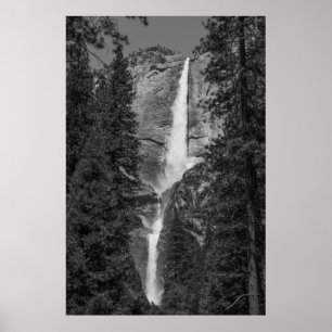 Oberer Untere Yosemite fällt schwarz und weiß Poster