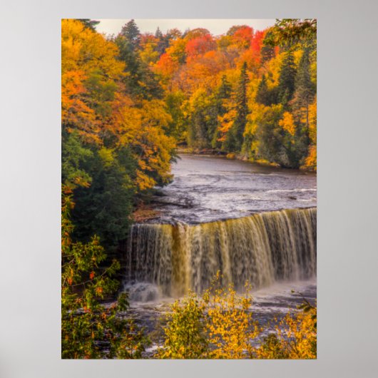Oberer Wasserfall mit Herbstfarben Poster (Vorne)
