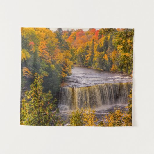 Oberer Wasserfall mit Herbstfarben Wandteppich (Vorderseite (Horizontal))