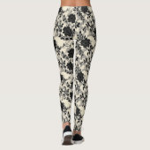 Oberes florales Muster Schwarz Leggings (Rückseite)