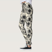 Oberes florales Muster Schwarz Leggings (Links)