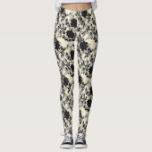 Oberes florales Muster Schwarz Leggings (Vorderseite)