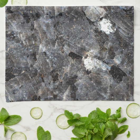 Oberfläche eines Labradorit-Felsens Geschirrtuch (Gefaltet)