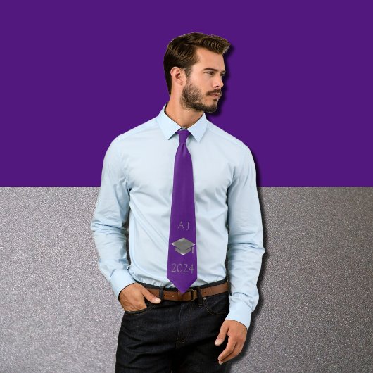 Obergrenze 2024 - mit Monogramm - königlich lila Krawatte