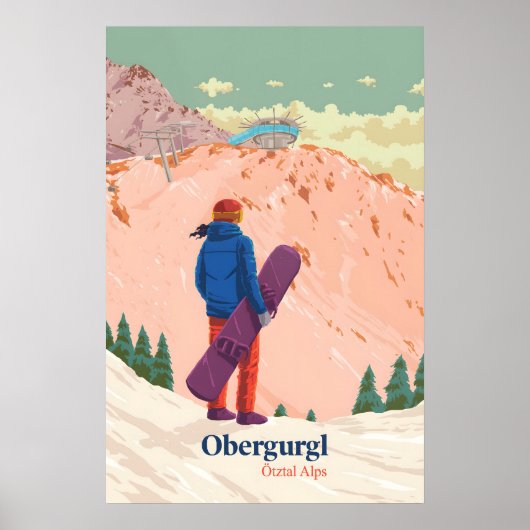 Obergurgl Snowboarden Reiseplakat Poster (Vorne)