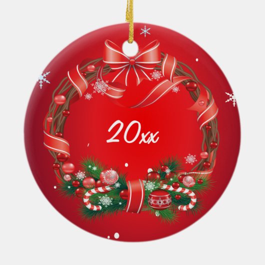 Oberhasli Goat Weihnachtsmannmütze Weihnachtsschmu Keramik Ornament (Hinten)