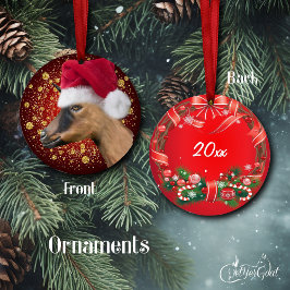 Oberhasli Goat Weihnachtsmannmütze Weihnachtsschmu Keramik Ornament