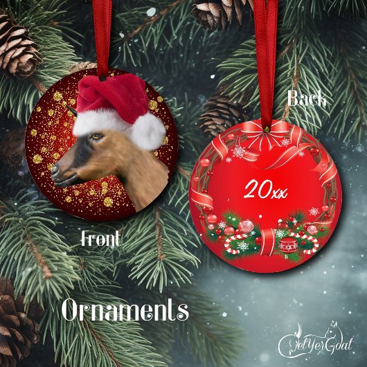 Oberhasli Goat Weihnachtsmannmütze Weihnachtsschmu Keramik Ornament
