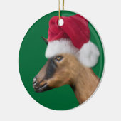 Oberhasli Goat Weihnachtsmannmütze Weihnachtsschmu Keramikornament (Links)