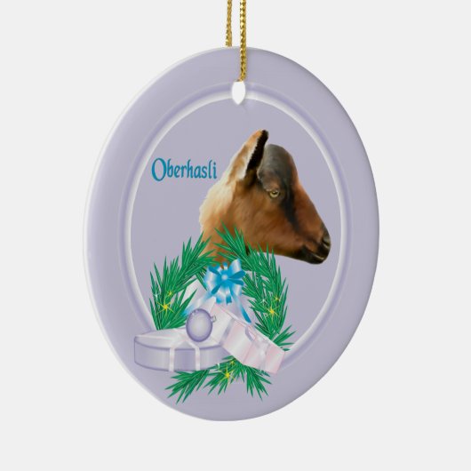 Oberhasli Goat Wreath Keramik Ornament (Rechts)