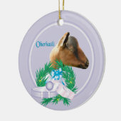 Oberhasli Goat Wreath Keramik Ornament (Links)