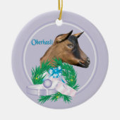 Oberhasli Goat Wreath Keramik Ornament (Vorne)