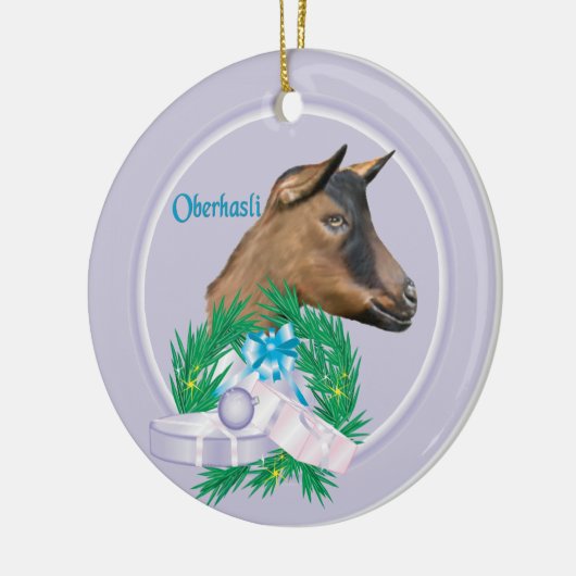 Oberhasli Goat Wreath Keramik Ornament (Links)