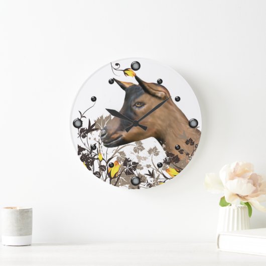 Oberhasli Milchziegenmalerei Blumenmauer Uhr (Zuhause)