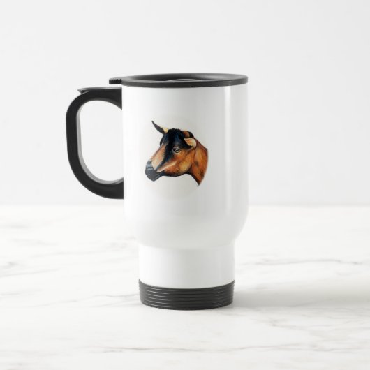 Oberhasli Ziegen-Kunst-Reise-Tasse Reisebecher (Links)