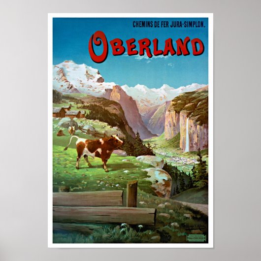 Oberland Schweiz Vintage Poster restauriert (Vorne)