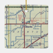 Oberlin Kansas Vintag Map Keramikornament (Rückseite)